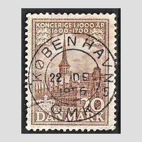 FRIM�RKER DANMARK | 1953-56 - AFA 353 - Kongeriget 1000 �r - 20 �re brun - Pragt Stemplet K�benhavn