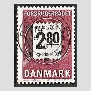 FRIM�RKER DANMARK | 1987 - AFA 878 - Forbrugerr�det 40 �r. - 2,80 Kr. lilla/sort - Pragt Stemplet Roskilde
