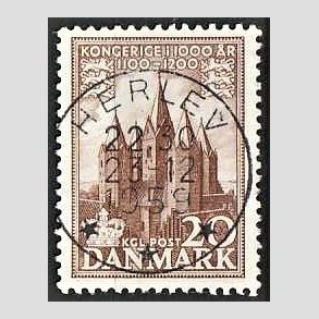 FRIM�RKER DANMARK | 1953-56 - AFA 348 - Kongeriget 1000 �r - 20 �re brun - Pragt Stemplet Herlev