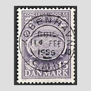 FRIM�RKER DANMARK | 1953-56 - AFA 347 - Kongeriget 1000 �r - 15 �re violet - Pragt Stemplet 