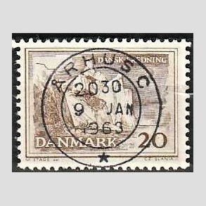 FRIM�RKER DANMARK | 1962 - AFA 411 - M�ns klint - 20 �re gr�brun - Pragt Stemplet �rhus C
