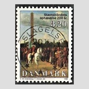 FRIM�RKER DANMARK | 1988 - AFA 910 - Stavnsb�ndets oph�velse 200 �r. - 3,20 Kr. flerfarvet - Lux Stemplet Slagelse