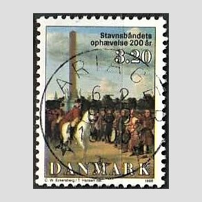 FRIM�RKER DANMARK | 1988 - AFA 910 - Stavnsb�ndets oph�velse 200 �r. - 3,20 Kr. flerfarvet - Lux Stemplet Mariager