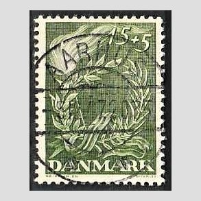 FRIM�RKER DANMARK | 1947 - AFA 299 - Modstandsbev�gelsen - 15 + 5 �re gr�n - Pragt Stemplet Aarhus