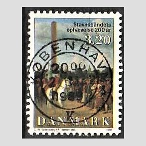 FRIM�RKER DANMARK | 1988 - AFA 910 - Stavnsb�ndets oph�velse 200 �r. - 3,20 Kr. flerfarvet - Lux Stemplet K�benhavn