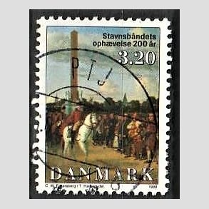 FRIM�RKER DANMARK | 1988 - AFA 910 - Stavnsb�ndets oph�velse 200 �r. - 3,20 Kr. flerfarvet - Lux Stemplet PTJ