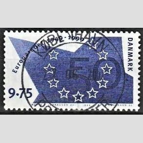 FRIM�RKER DANMARK | 1999 - AFA 1211 - Europar�det 50 �r - 9,75 Kr. bl� - Pragt Stemplet K�benhavn