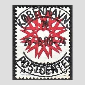 FRIMRKER DANMARK | 1996 - AFA 1130 - AIDS-Fondet - 3,75 Kr. + 50 re rd/sort - Pragt Stemplet Kbenhavns Postcenter