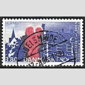 FRIM�RKER DANMARK | 1986 - AFA 860 - Venskabsbyer - 3,80 Kr. r�d/bl� - Pragt Stemplet Juelsminde
