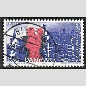 FRIM�RKER DANMARK | 1986 - AFA 860 - Venskabsbyer - 3,80 Kr. r�d/bl� - Pragt Stemplet Birker�d