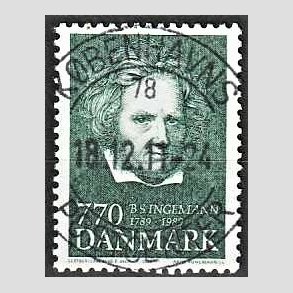 FRIM�RKER DANMARK | 1989 - AFA 945 - B. S. Ingemann - 7,70 Kr. gr�n - Pragt Stemplet K�benhavns Postcenter