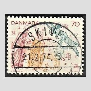 FRIM�RKER DANMARK | 1973 - AFA 552 - Kalkmalerier - 70 �re flerfarvet - Pragt Stemplet Skive