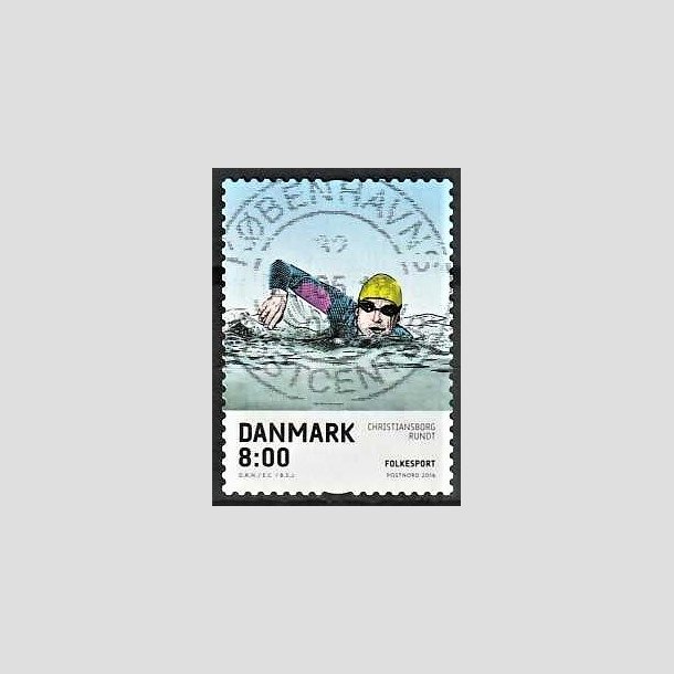 FRIMRKER DANMARK | 2016 - AFA 1857 - Folkesport - 8,00 Kr. flerfarvet - Pragt Stemplet