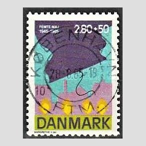 FRIMRKER DANMARK | 1985 - AFA 831 - 40-ret for befrielsen - 2,80 + 50 re Kr. flerfarvet - Pragt Stemplet Kbenhavn