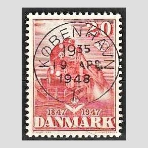 FRIMRKER DANMARK | 1947 - AFA 303 - Danske jernbane 100 r - 20 re rd - Lux Stemplet Kbenhavn