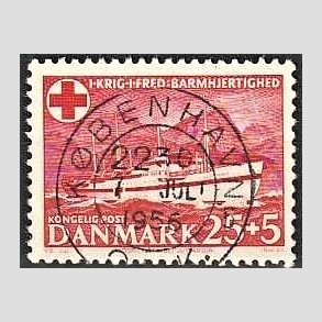 FRIMRKER DANMARK | 1951 - AFA 333 - Jutlandia 25 + 5 re rd - Lux Stemplet Kbenhavn