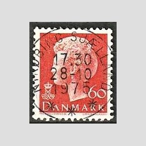 FRIMRKER DANMARK | 1974 - AFA 572 - Dronning Margrethe - 60 re orange - Pragt Stemplet Nykbing Sjlland