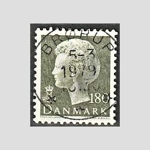 FRIMRKER DANMARK | 1977 - AFA 647 - Dronning Margrethe - 180 re sortgrn - Pragt Stemplet Brrup