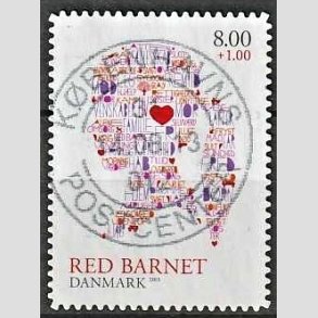 FRIMRKER DANMARK | 2013 - AFA 1747a - Red Barnet - 8,00 + 1,00 Kr. flerfarvet - Pragt Stemplet
