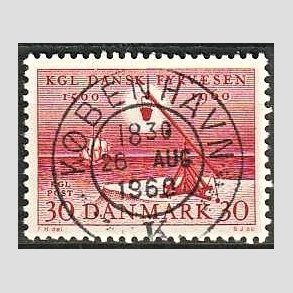 FRIM�RKER DANMARK | 1960 - AFA 386 - Fyr & Vagerv�snet 400 �r - 30 �re r�d - Pragt Stemplet K�benhavn