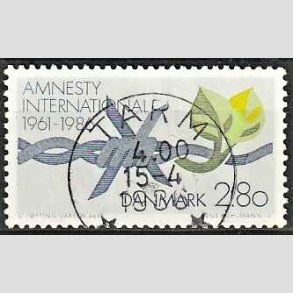 FRIM�RKER DANMARK | 1986 - AFA 850 - Amnesty International 25 �r - 2,80 Kr. flerfarvet - Pragt Stemplet Tarm