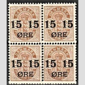 FRIMRKER DANMARK | 1904 - AFA 41 - 15/24 re brun provisorier i 4-blok - Postfrisk
