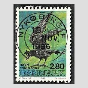 FRIM�RKER DANMARK | 1986 - AFA 864 - Danske fugle - 2,80 Kr. flerfarvet - Pragt Stemplet Nyk�bing F