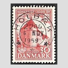 FRIM�RKER DANMARK | 1953-56 - AFA 349 - Kongeriget 1000 �r - 30 �re r�d - Pragt Stemplet Holb�k