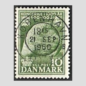 FRIM�RKER DANMARK | 1953-56 - AFA 346 - Kongeriget 1000 �r - 10 �re gr�n - Pragt Stemplet K�benhavn