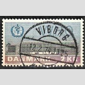 FRIM�RKER DANMARK | 1972 - AFA 533 - W.H.O - 2 Kr. bl�/r�d/gr�n - Lux Stemplet Viborg