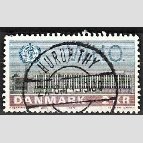 FRIM�RKER DANMARK | 1972 - AFA 533 - W.H.O - 2 Kr. bl�/r�d/gr�n - Lux Stemplet Hurup Thy