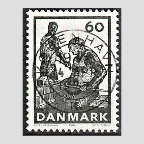 FRIM�RKER DANMARK | 1976 - AFA 627 - Dansk glasproduktion - 60 �re gr�sort - Pragt Stemplet K�benhavn