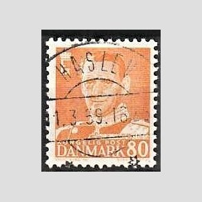 FRIMRKER DANMARK | 1952-53 - AFA 341 - Fr. IX 80 re orange - Lux Stemplet Haslev