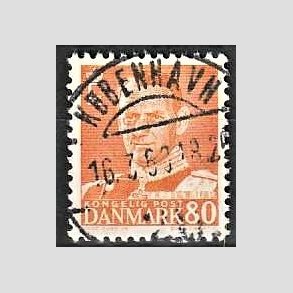 FRIMRKER DANMARK | 1952-53 - AFA 341 - Fr. IX 80 re orange - Lux Stemplet Kbenhavn