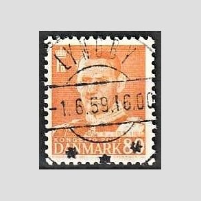 FRIMRKER DANMARK | 1952-53 - AFA 341 - Fr. IX 80 re orange - Lux Stemplet Lyngby