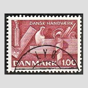 FRIM�RKER DANMARK | 1977 - AFA 642 - Dansk h�ndv�rk - 1,00 Kr. r�d - Pragt Stemplet Ly�