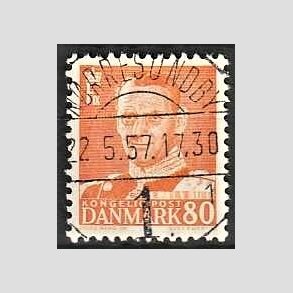FRIMRKER DANMARK | 1952-53 - AFA 341 - Fr. IX 80 re orange - Lux Stemplet Nrresundby