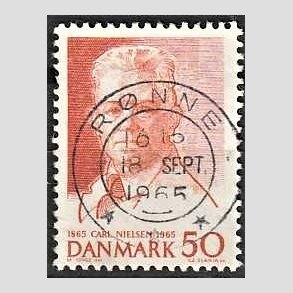 FRIM�RKER DANMARK | 1965 - AFA 435 - Komponist Carl Nielsen - 30 �re oranger�d - Pragt Stemplet R�nne