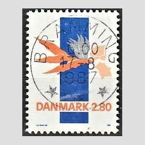FRIM�RKER DANMARK | 1987 - AFA 877 - Kunst - 2,80 Kr. flerfarvet - Pragt Stemplet Bramming