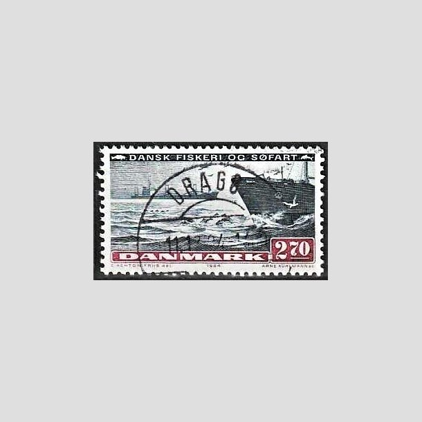 FRIMRKER DANMARK | 1984 - AFA 810 - Fiskeri og sfart - 2,70 Kr. sortbl/rdbrun - Pragt Stemplet Dragr