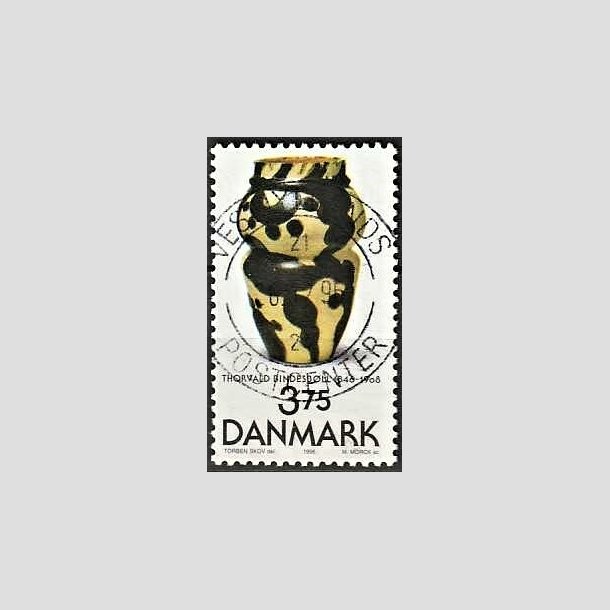 FRIMRKER DANMARK | 1996 - AFA 1128 - Thorvald Bindesbll - 3,75 Kr. flerfarvet - Pragt Stemplet