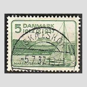FRIM�RKER DANMARK | 1937 - AFA 239 - Chr. X 25 �re jubil�um 5 �re gr�n - Lux Stemplet Sk�lsk�r