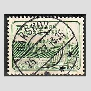 FRIM�RKER DANMARK | 1937 - AFA 239 - Chr. X 25 �re jubil�um 5 �re gr�n - Lux Stemplet Nakskov