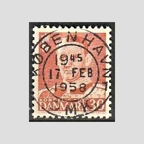 FRIMRKER DANMARK | 1952-53 - AFA 337 - Fr. IX 30 re rd - Lux Stemplet Kbenhavn