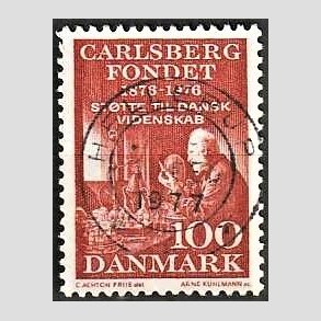 FRIM�RKER DANMARK | 1976 - AFA 626 - Carlsbergfondet 100 �r - 100 �re brunr�d - Pragt Stemplet Hellerup