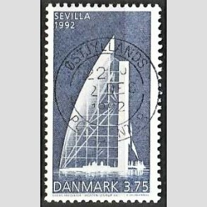 FRIM�RKER DANMARK | 1992 - AFA 1026 - EXPO 92 i Sevilla - 3,75 Kr. bl� - Pragt Stemplet 