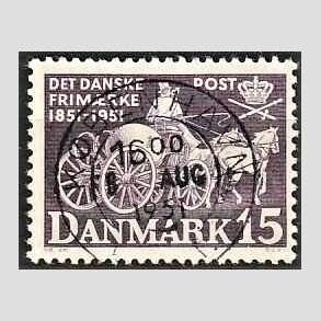 FRIM�RKER DANMARK | 1951 - AFA 331 - F�rste frim�rker 100 �r - 15 �re violet - Lux Stemplet K�benhavn