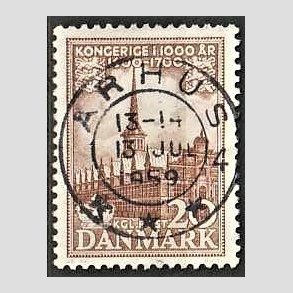 FRIM�RKER DANMARK | 1953-56 - AFA 353 - Kongeriget 1000 �r - 20 �re brun - Pragt Stemplet �rhus
