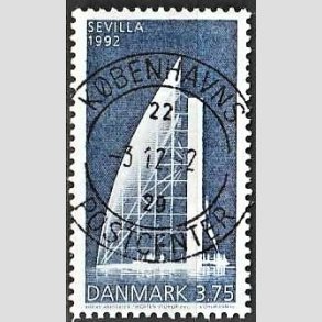 FRIM�RKER DANMARK | 1992 - AFA 1026 - EXPO 92 i Sevilla - 3,75 Kr. bl� - Pragt Stemplet 