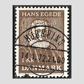 FRIMRKER DANMARK | 1971 - AFA 513 - Hans Egede - 1,00 Kr, brun - Pragt Stemplet Hjrring